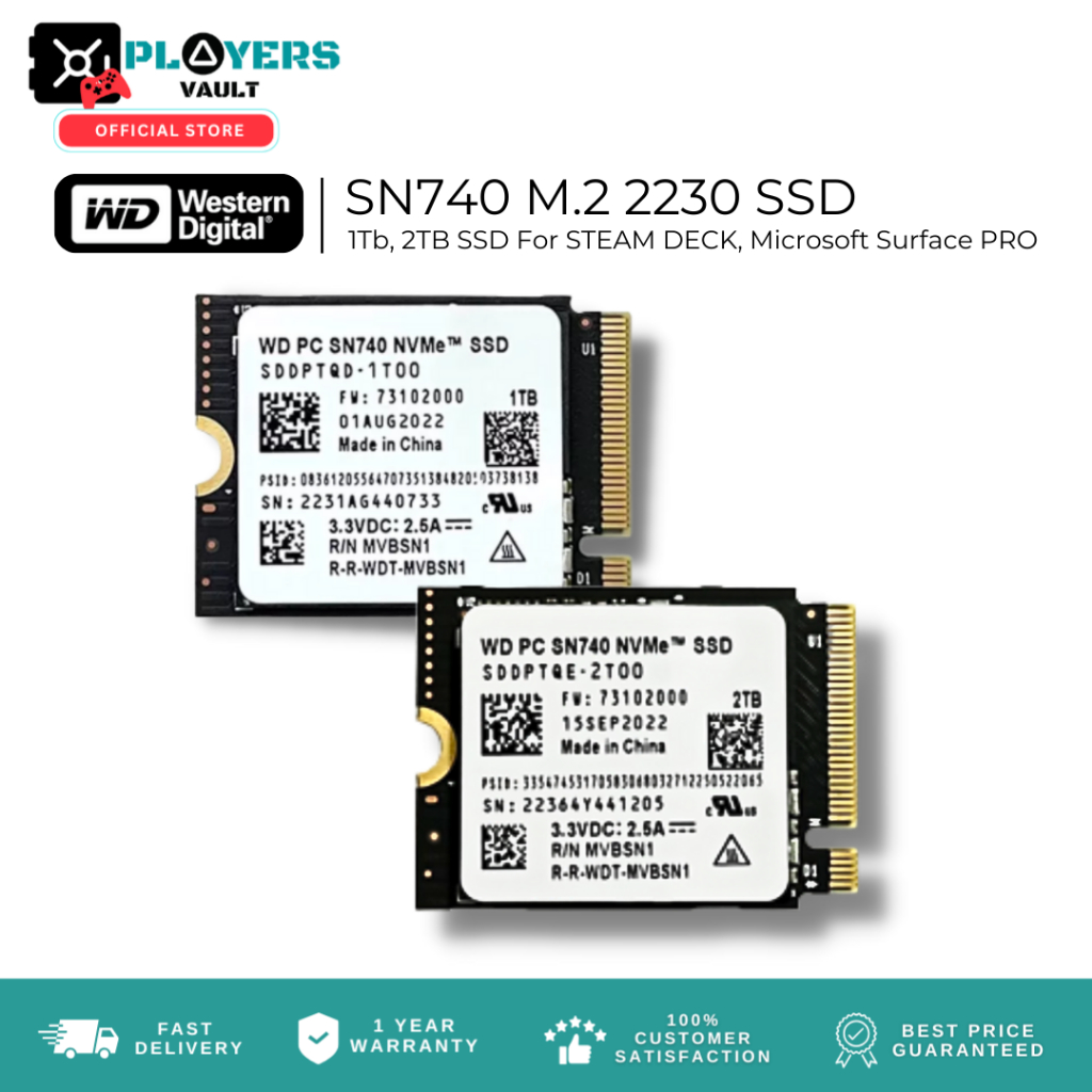 Western Digital 2 TB NVME SSD m.2 2230 SN740 for STEAMDECKS/ ROG ALLY/  Surface Pro | Shopee Philippines