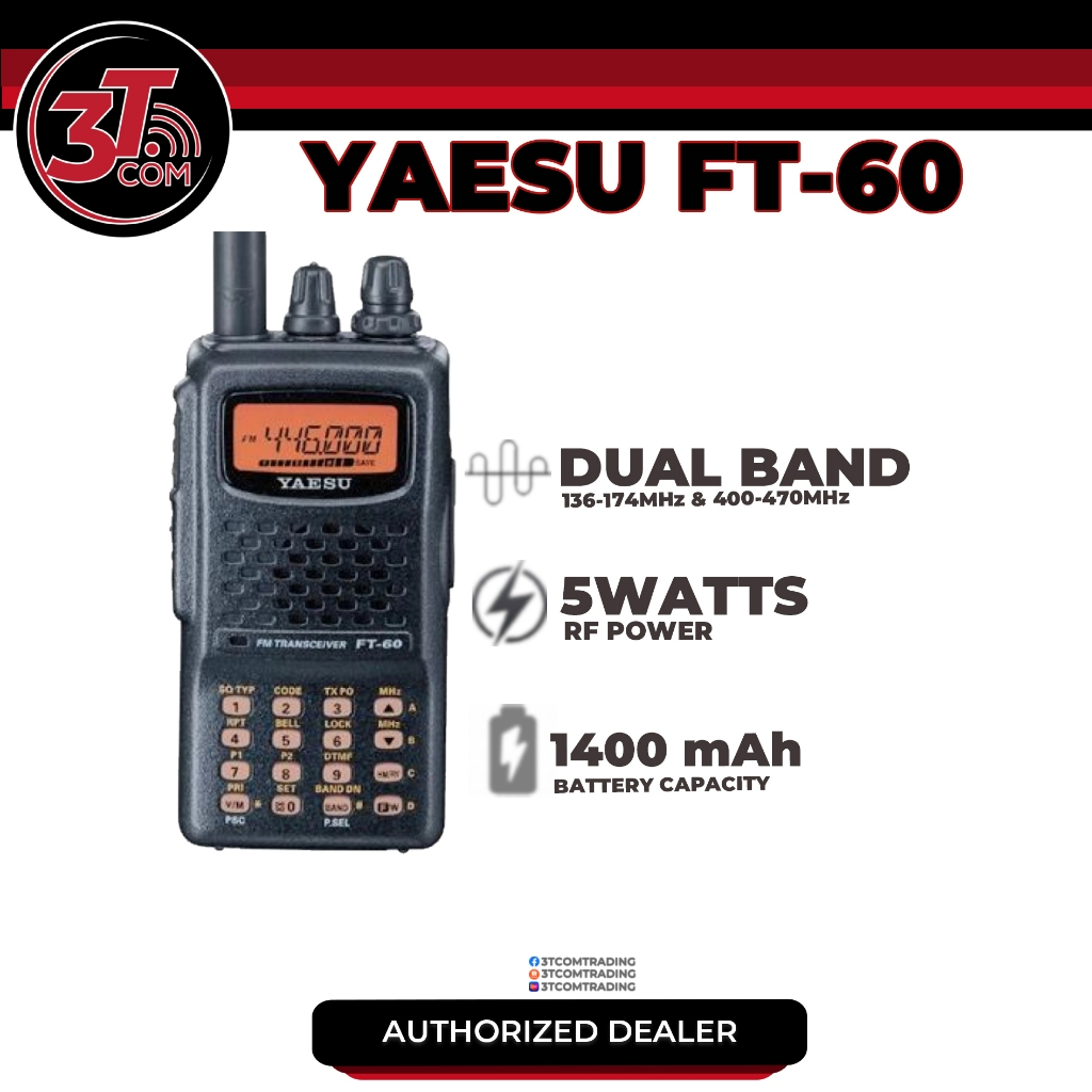 Yaesu FT60R DualBand Handheld 5W VHF/UHF Amateur Radio Transceiver Dual ...