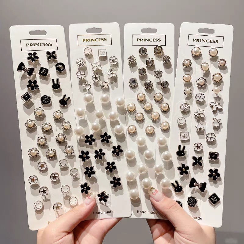 10/20/30PCS Set Brooch Pin Fashion Decor Pin Shirt Pearl Cufflinks ...