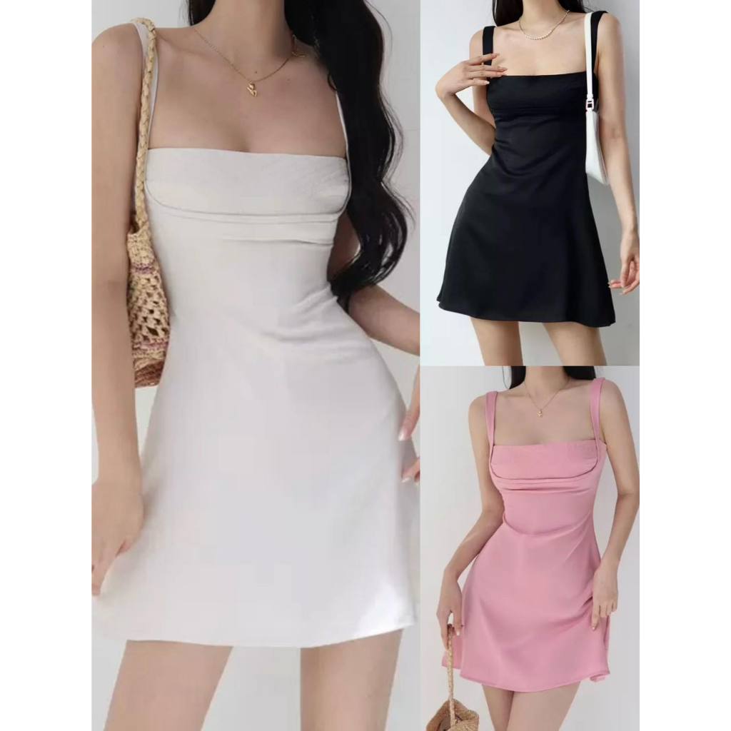 Y911 Miss M Fashion Square Neck Solid Cami Dress | Shopee Philippines