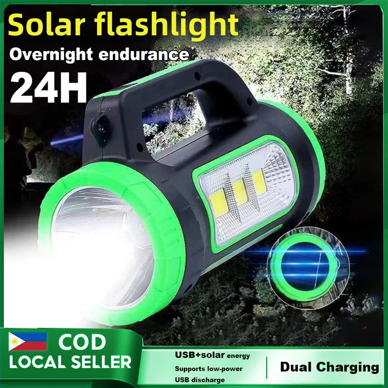 Solar Outdoor Flashlight USB Rechargeable Waterproof Lamps portable ...