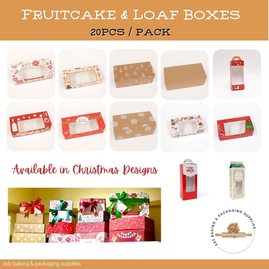 20pcs Loaf Fruitcake Cupcake Boxes Christmas 2024 Pre-Formed Box RM ...