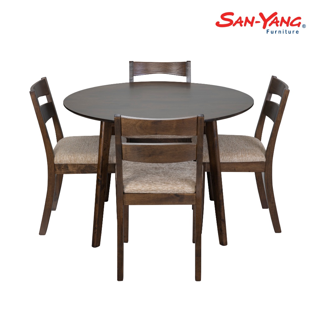 Dining Set 4-Seater Choco Solid Rubberwood 300289 | Shopee Philippines