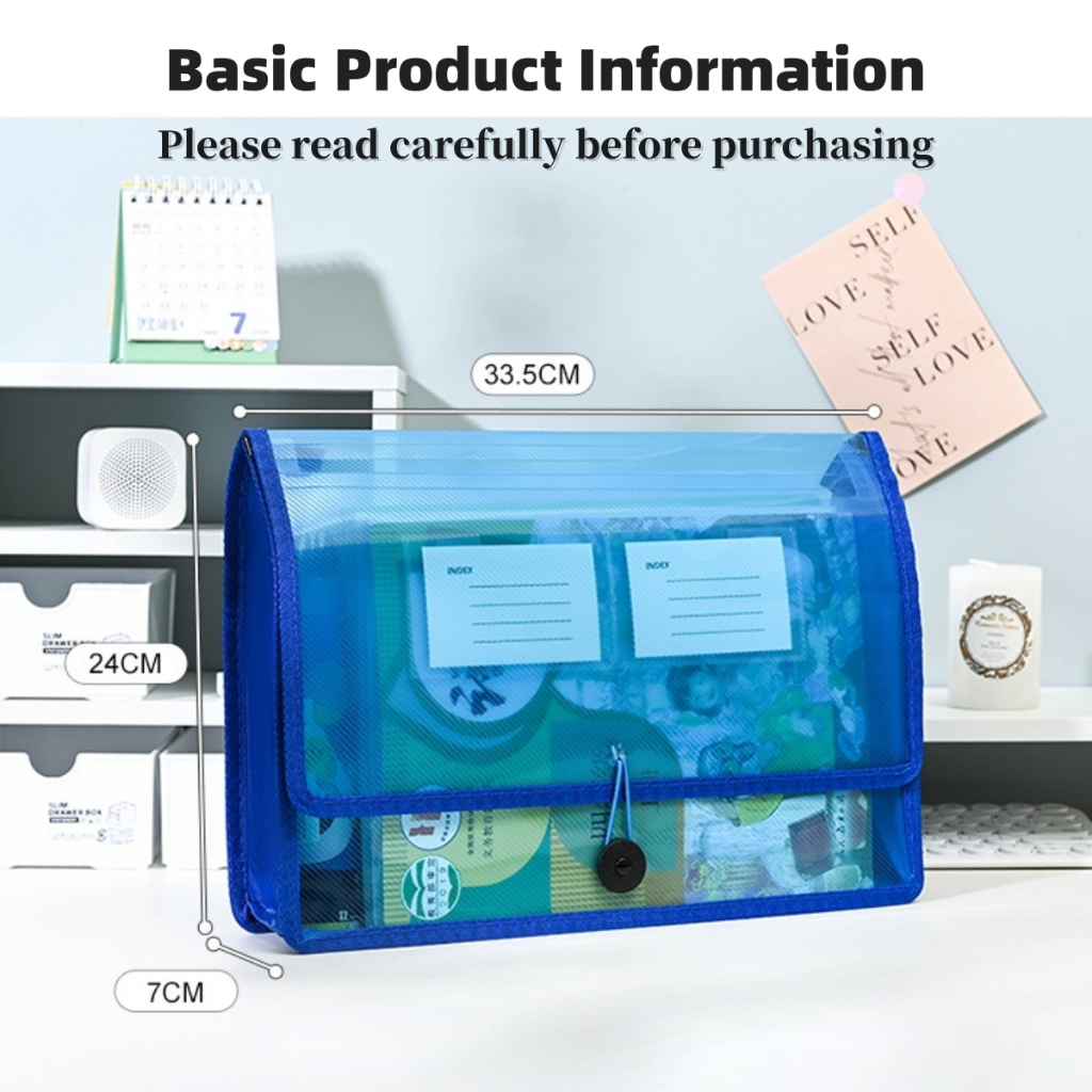 A4 Clear Thickened File Folder Organizer Document Bag with Rope Buckle ...