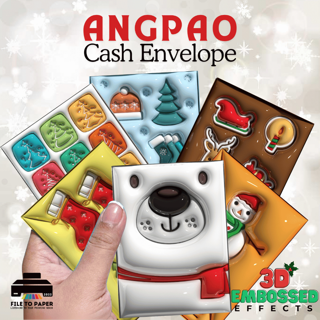 3D Cash Envelope 6pcs or 10pcs Christmas Angpao BATCH 2 by Fileto