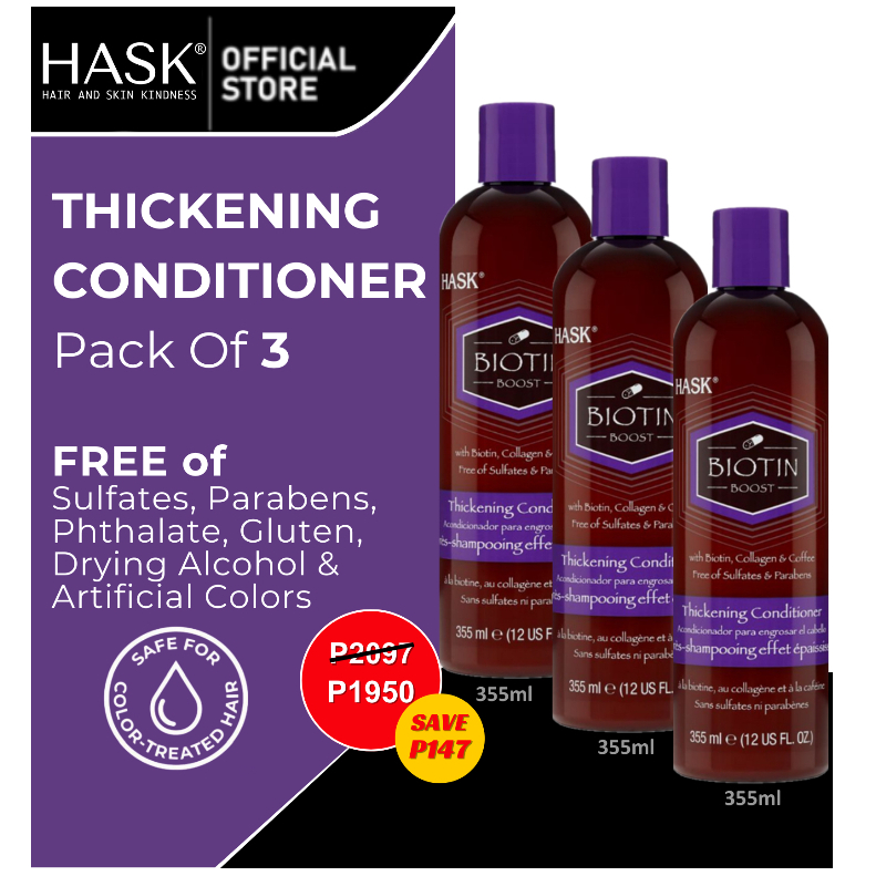 HASK BIOTIN BOOST Conditioner Pack Of 3 (355ml x 3 Bottles) | Shopee ...