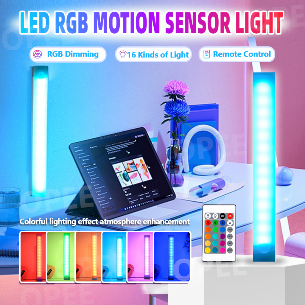 LED Motion Sensor Light 16 IN 1 RGB Remote Control Night Lamp Dimming ...