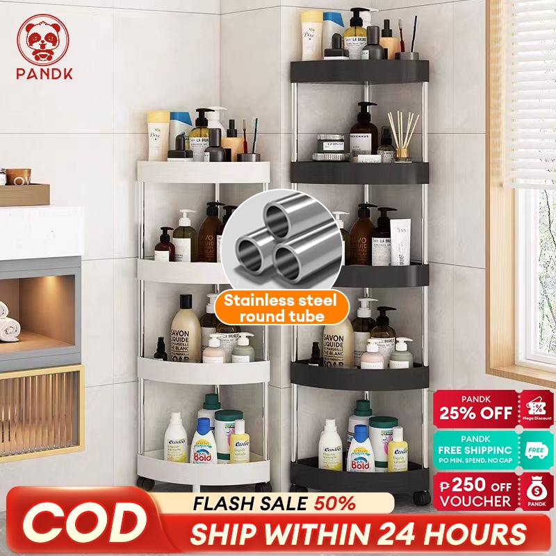 【Stainless Pipe】Bathroom Organizer Rack Cr Organizer Trolley Cart ...