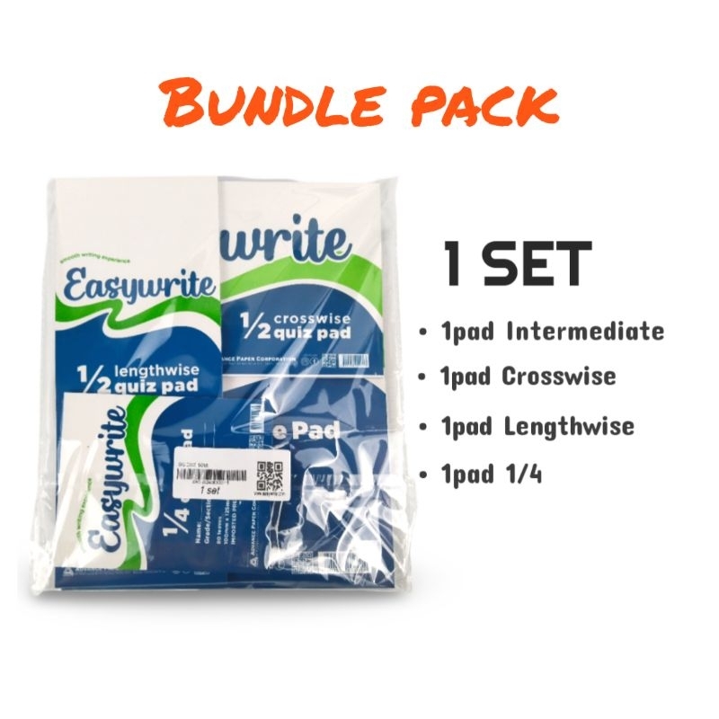 Bundle Pack: 4in1 set Easywrite Quiz 1/4 1/2 Intermediate & Grade Pad ...