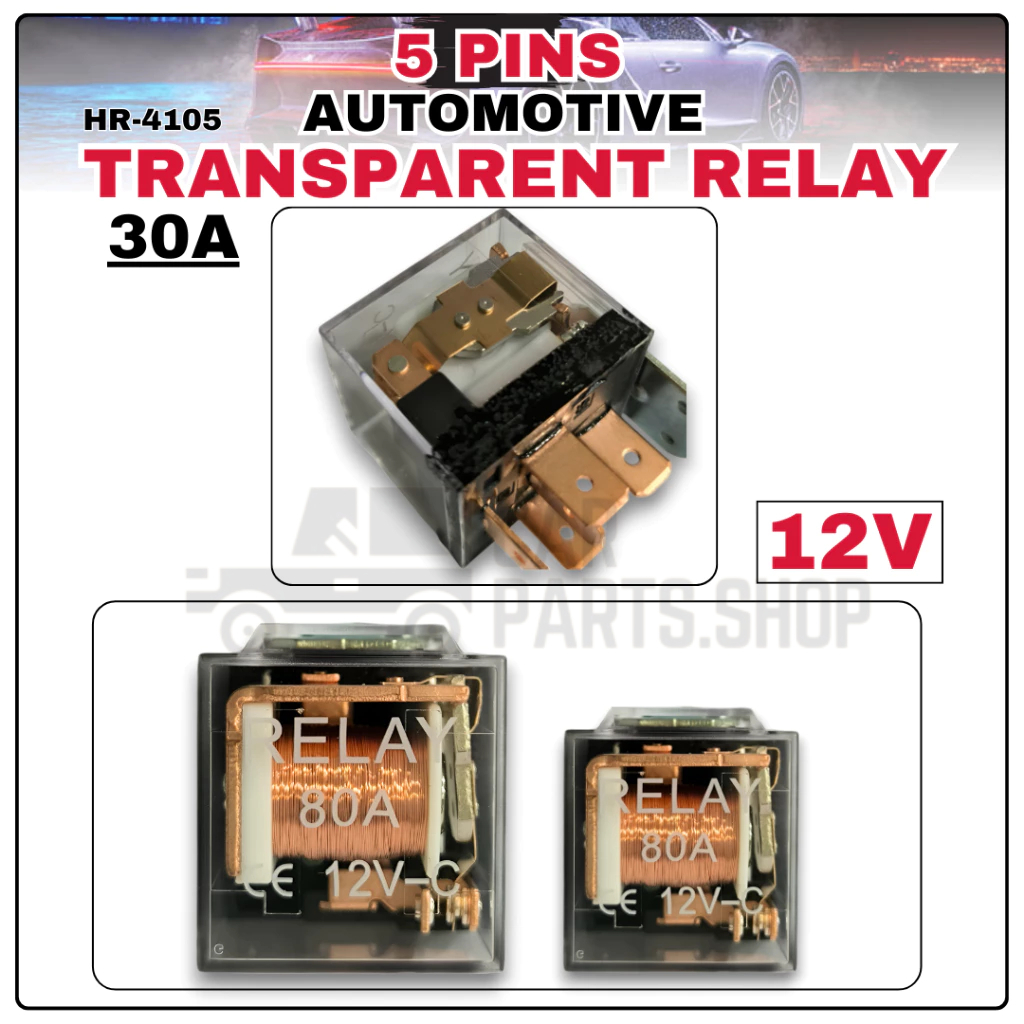 OAPC 5 Pins Automotive Heavy Duty Transparent Relay 12V 30A Waterproof ...