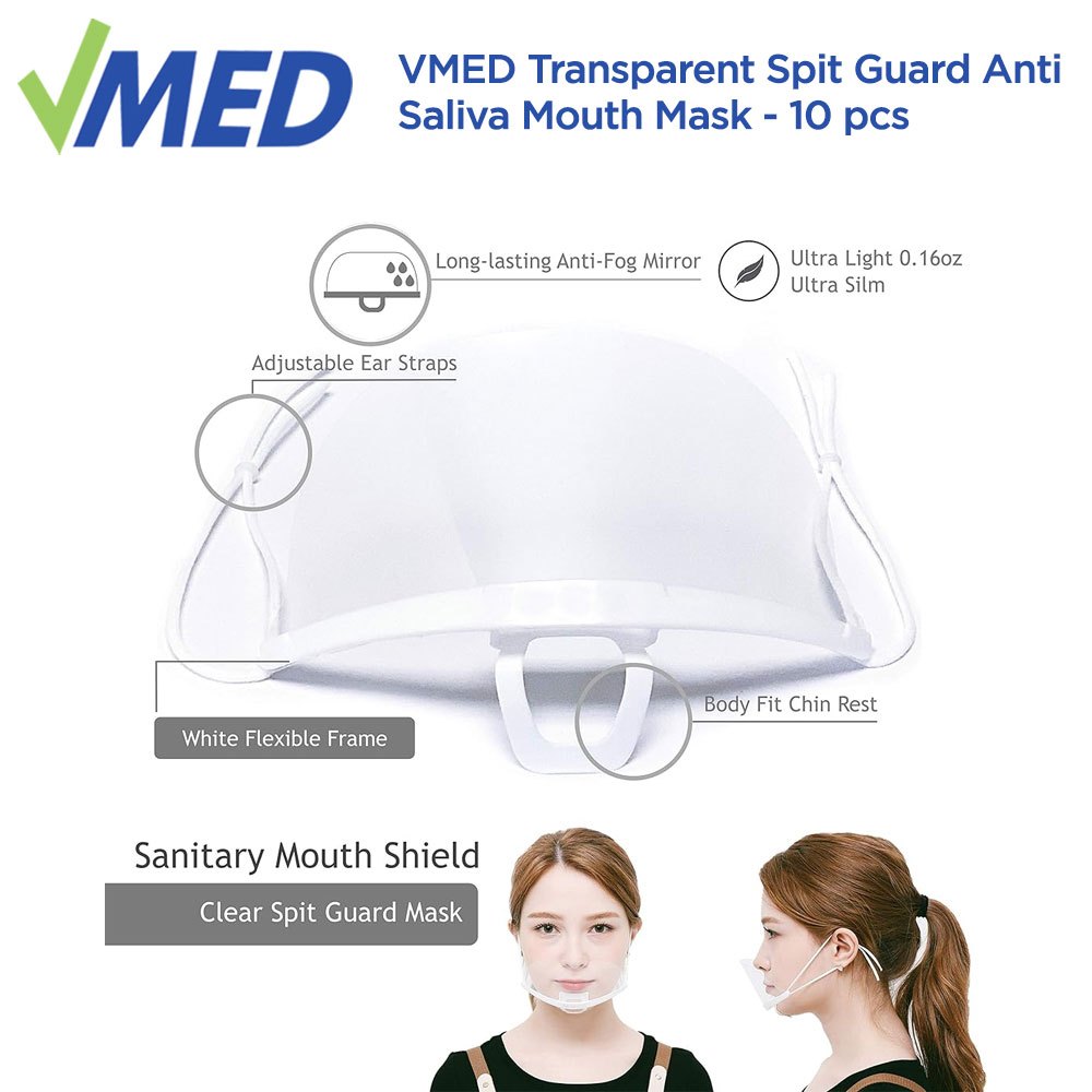 VMED Transparent Spit Guard Anti Saliva Mouth Mask - 10 pcs | Shopee ...