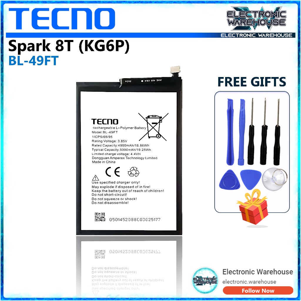 Battery for Tecno Spark 8T BL-49FT | KG6P | Shopee Philippines