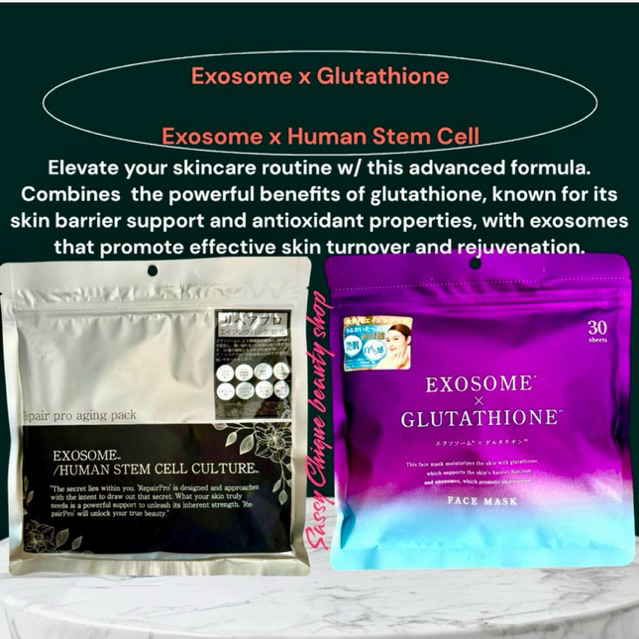exosome x glutathione mask The EXOSOME × GLUTATHIONE Face Mask 30 sheets – CJL Beauty & Home