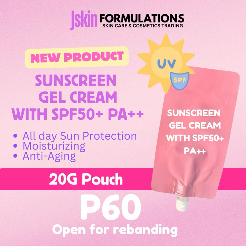 NEW PRODUCT SUNSCREEN GEL CREAM WITH SPF50+ PA++ 20g Pouch | Shopee ...