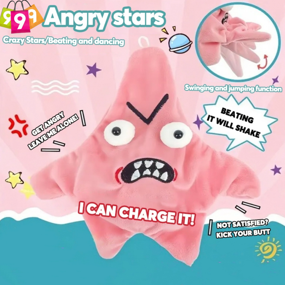 Angry Jumping Star Rechargeable Plush Toy Moving Doll Backpack Keychain ...