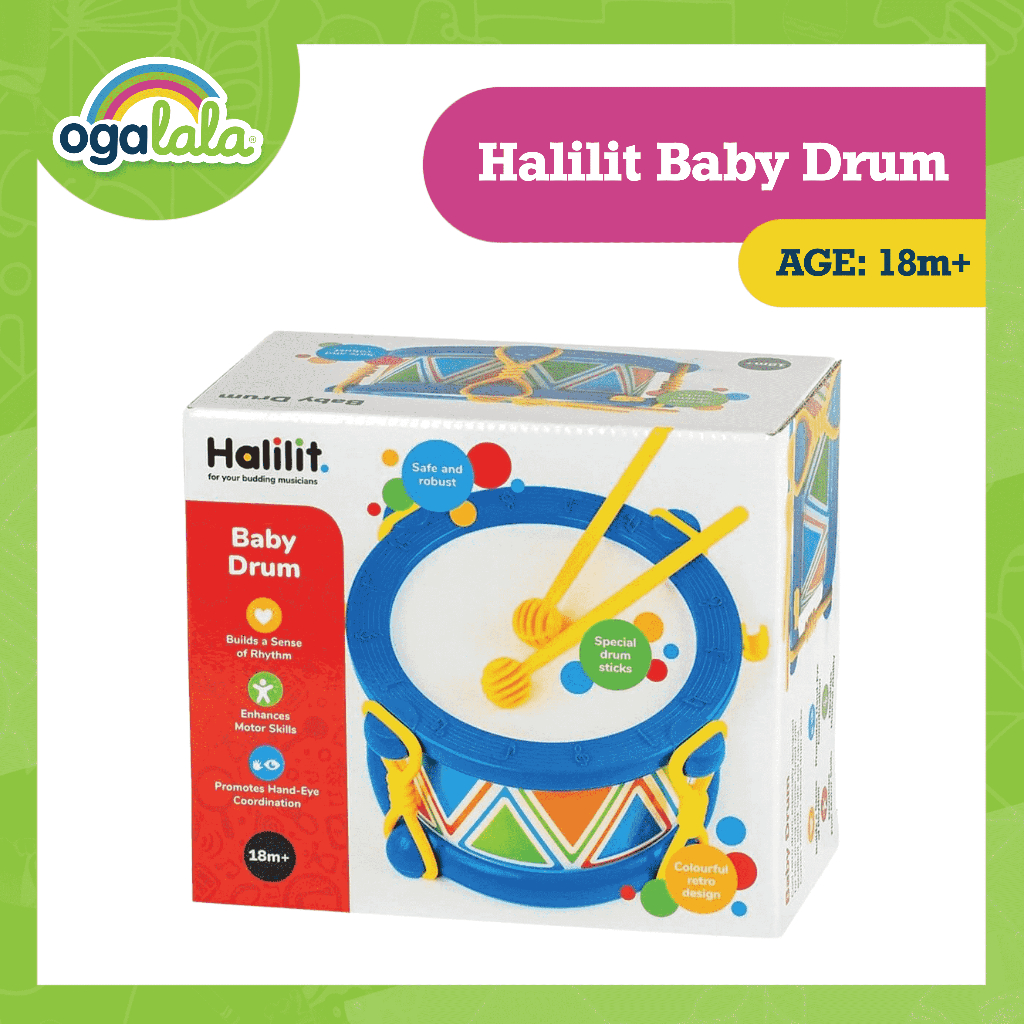 Halilit Baby Drum Colorful Retro Design 18m