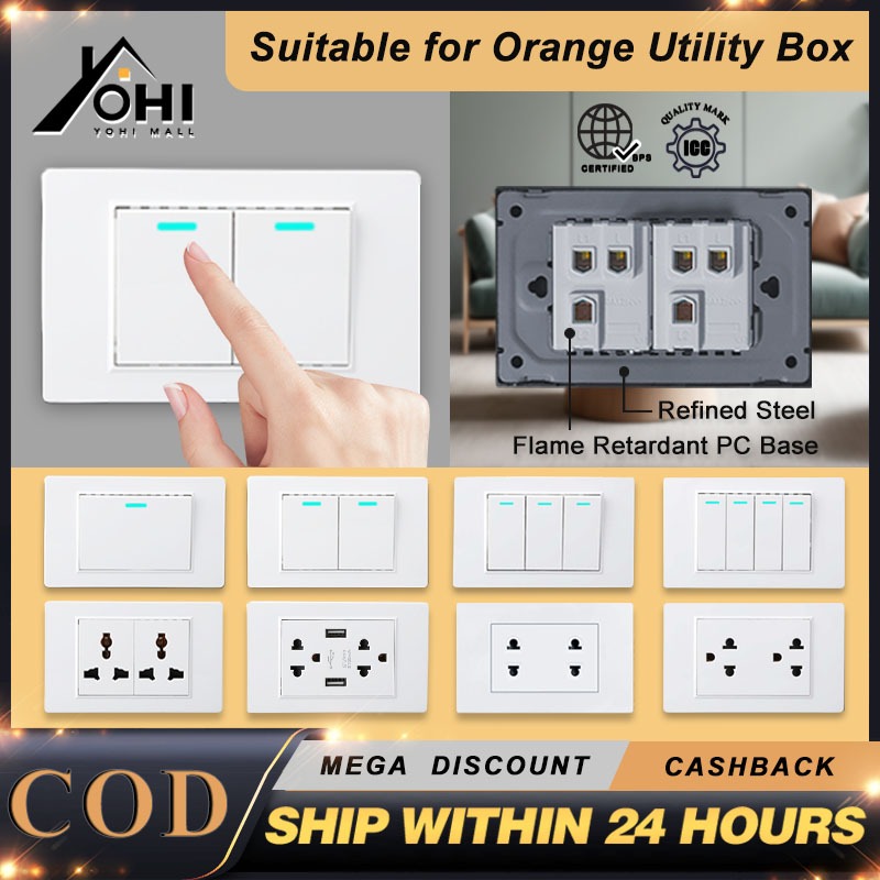 Wall Light Switch White Power Wall Outlet USB Socket Home Light 3 Way ...