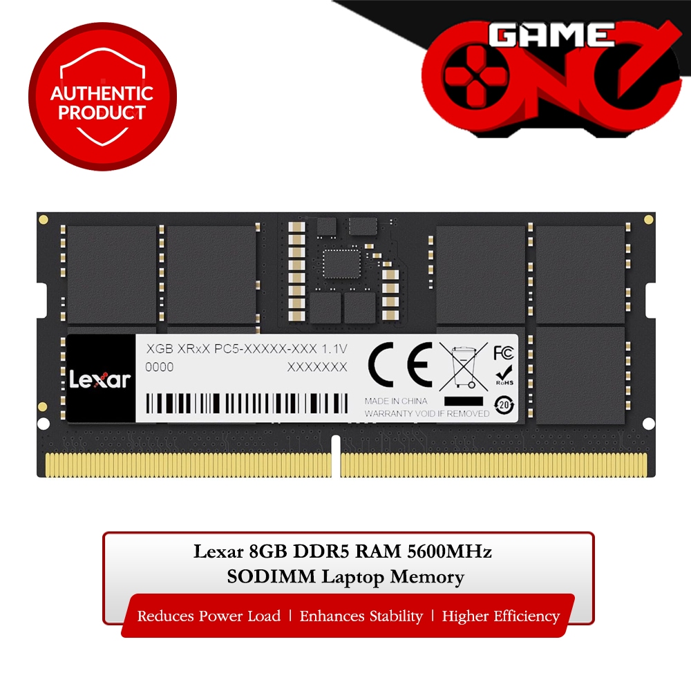 Lexar 8GB DDR5 RAM 5600MHz SODIMM Laptop Memory (LD5S08G56C46ST-BGS ...