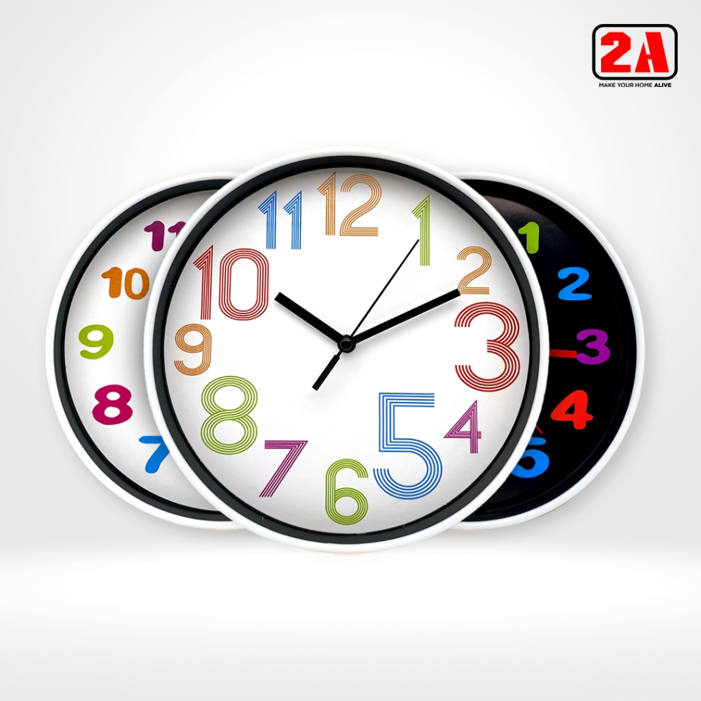 2A Wall Clock Colorful Big Numbers 8