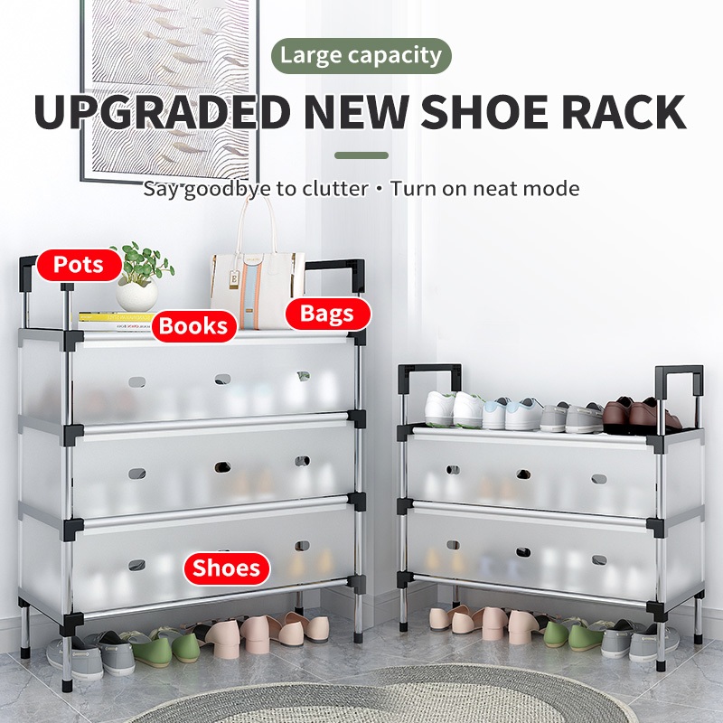 Black/White Shoe Rack Organizer Shoes Rack Shoes Organizer Storage ...