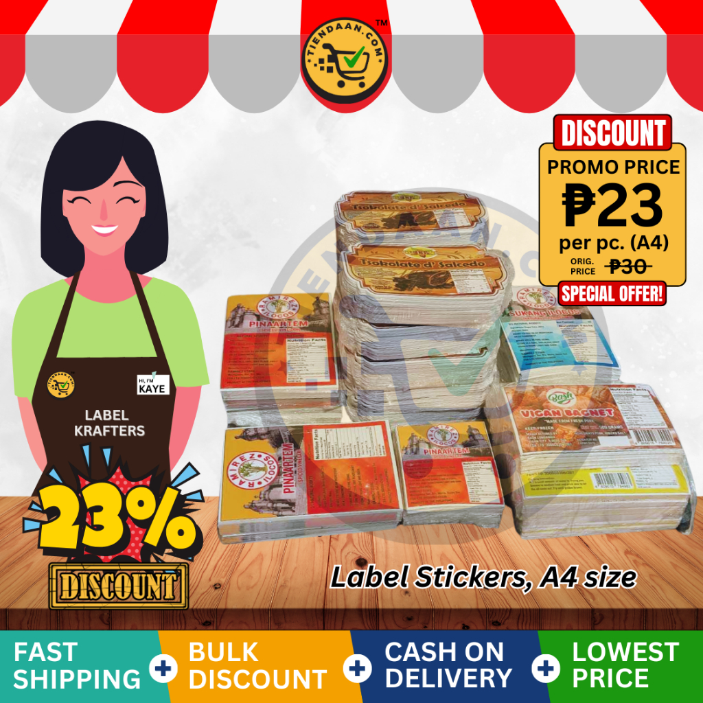 PRINTED CUSTOMIZED PRODUCT STICKER LABELS, A4 SIZE | Shopee Philippines