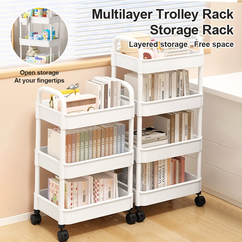Trolley Cart Organizer 2/3/4/5 Tier Storage Organizer Moving Rack ...