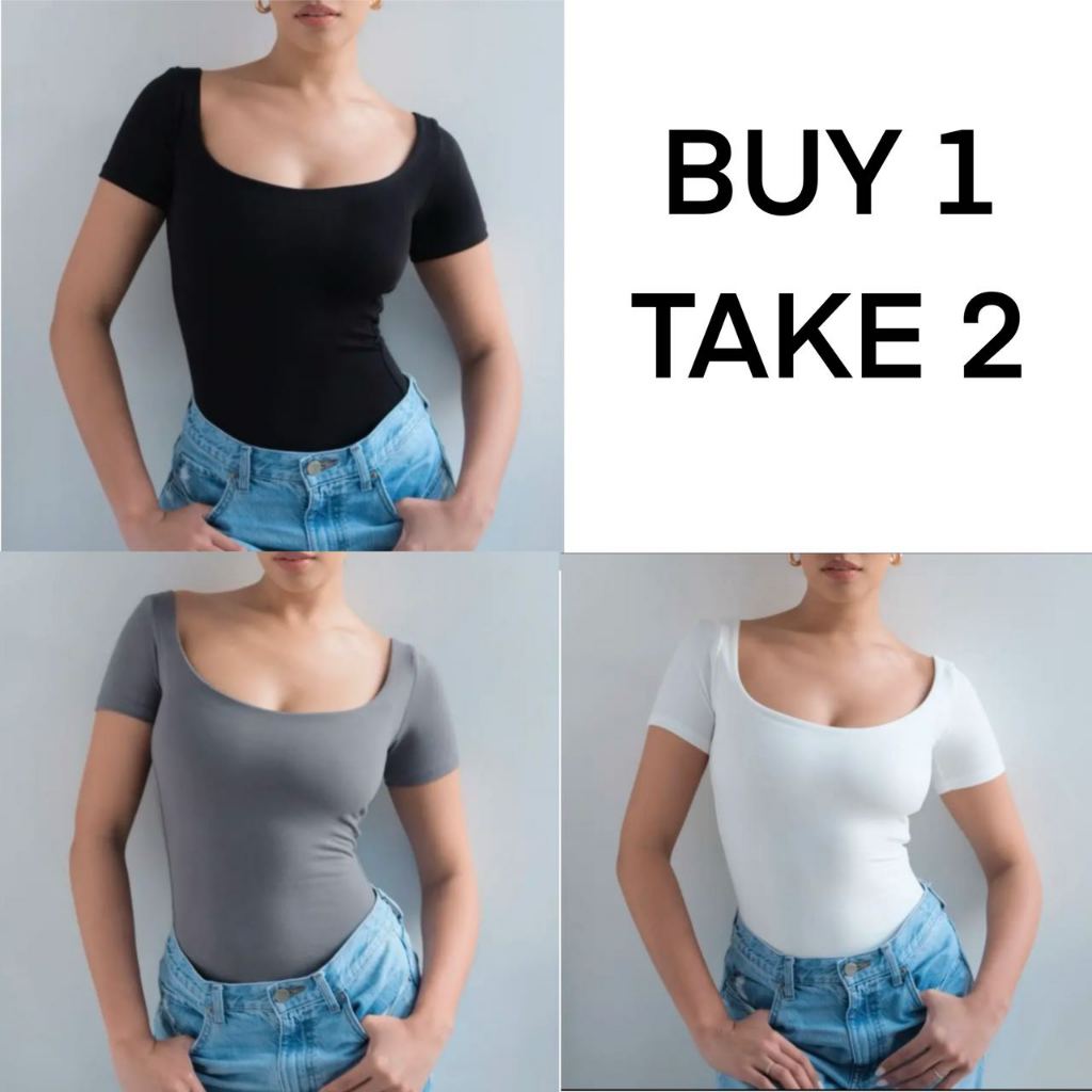 Buy 1 Take 2 & Buy 1 Take 1 Scoop Neck Front and Back Double Lining ...