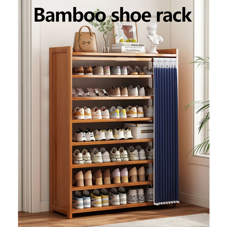 6 layers Shoe Rack Dust-proof Shoe Cabinet wooden storage organizer ...