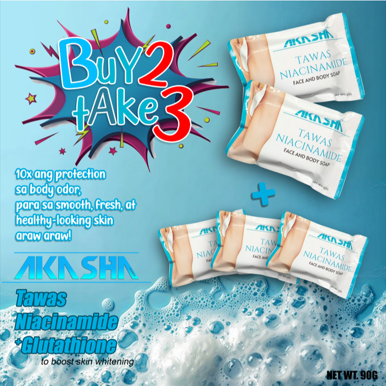 AKASHA B2T3 Tawas Niacinamide + Glutathione - Face and Body Soap | 90g