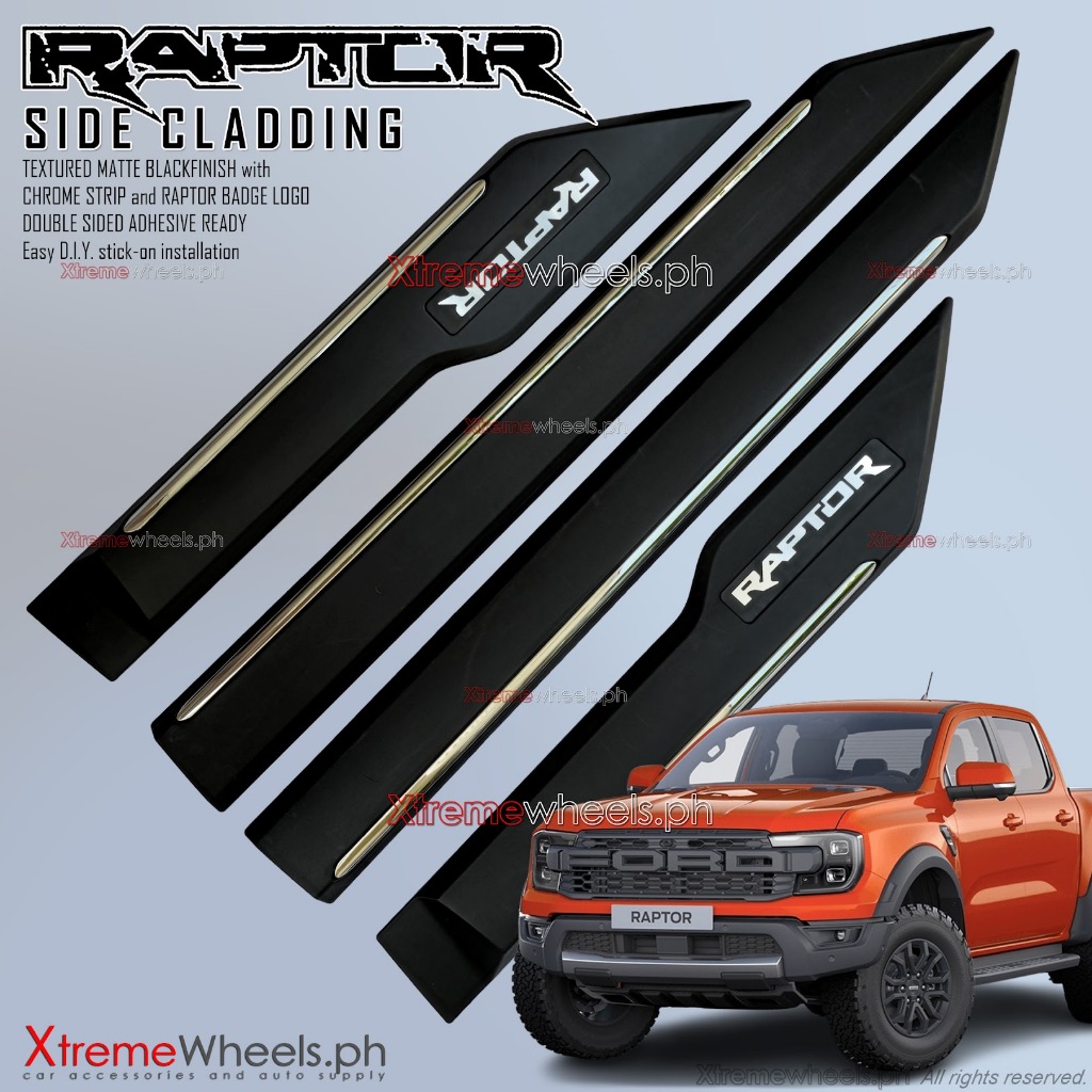 Ford Raptor 2023-2025 Slim Side Door Moulding / Cladding Black with ...