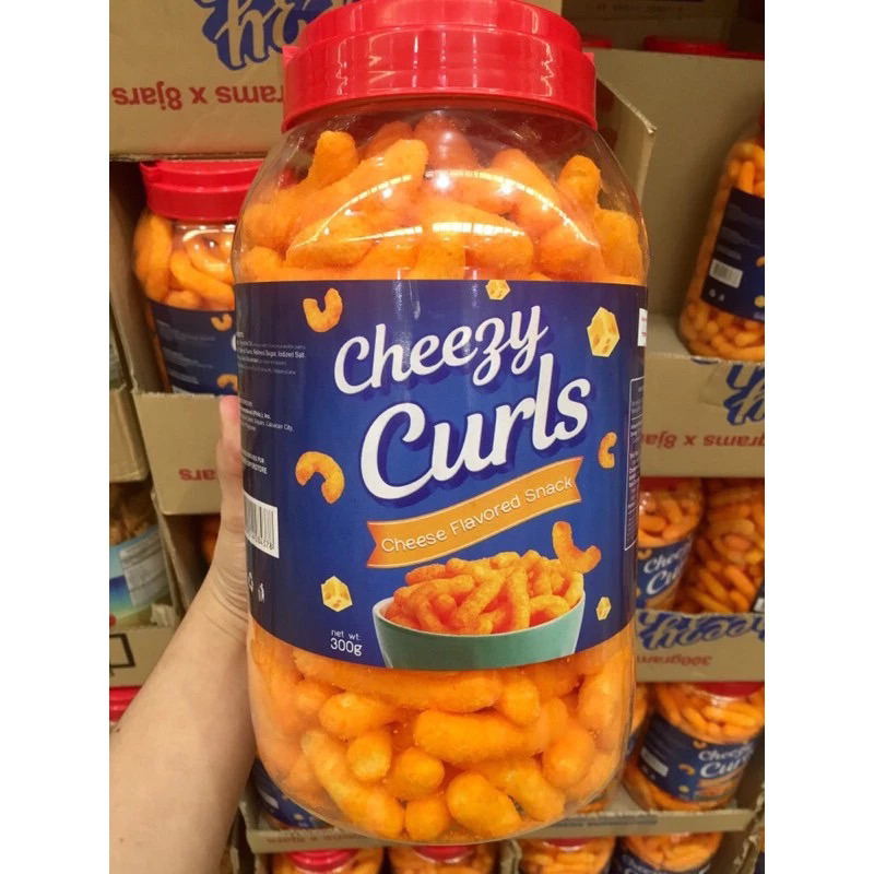 CHEEZY Curls Cheese Flavored Snack in Jar 300g | Shopee Philippines