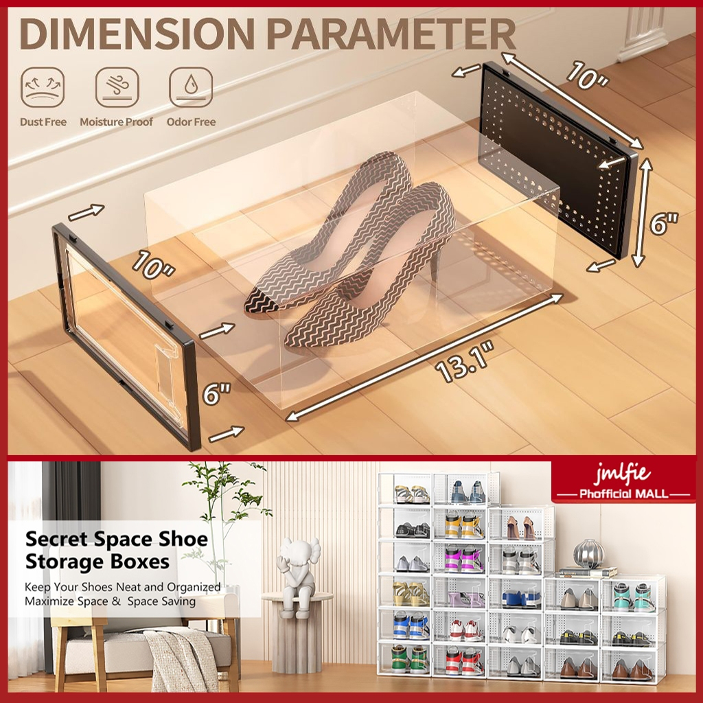 Shoe Box Clear ticstackable shoe rack shoe rack organizer with cover ...