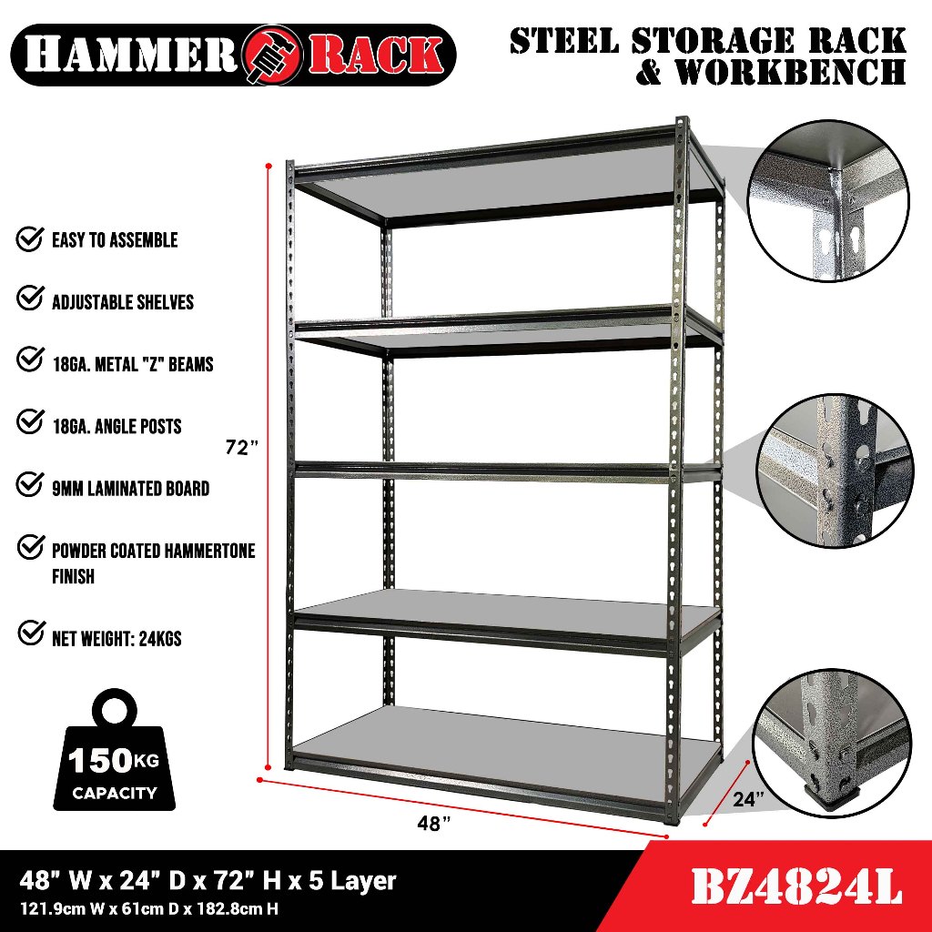 Hammer Rack Heavy Duty Boltless Steel Storage Rack and Workbench ...