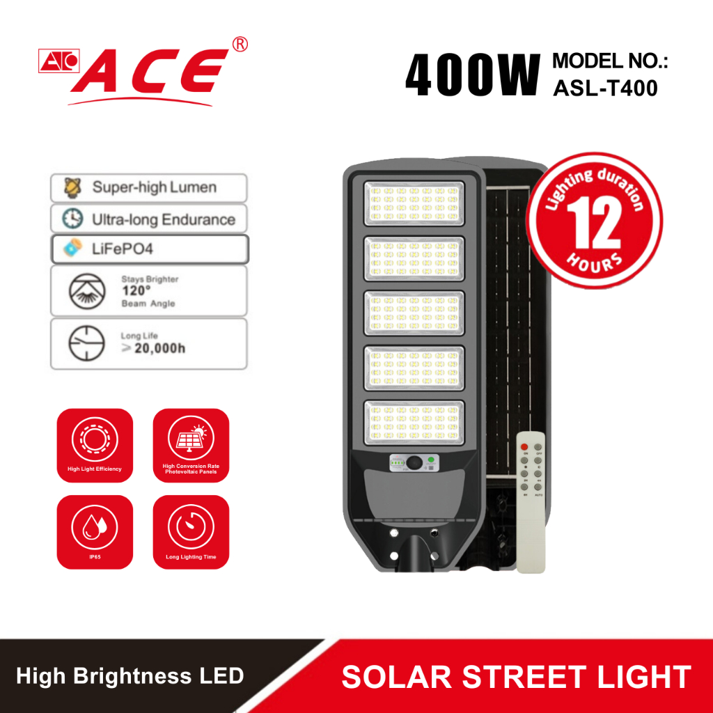 ACE ASL-T400 Solar Street Lights 400w | Shopee Philippines