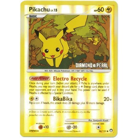 Pikachu - 94/123 - Reverse Holo BK Promo Pokemon Promo Cards | Shopee ...