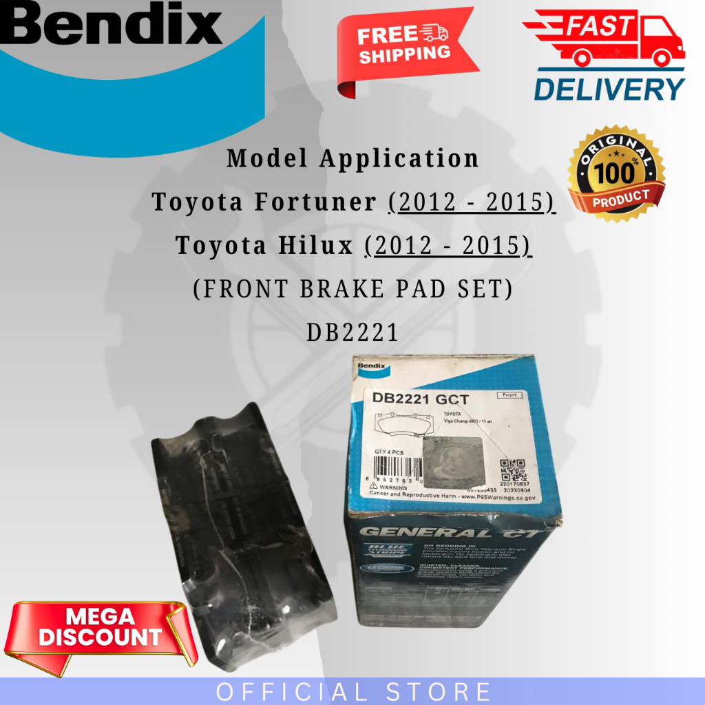 Brake Pad Front Bendix Toyota/Fortuner/Hilux/DB2221 4PCS | Shopee ...