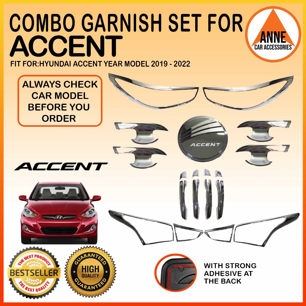 Garnish Cover Set for Hyundai Accent 2019 2020 2021 2022 Chrome Hyundai ...