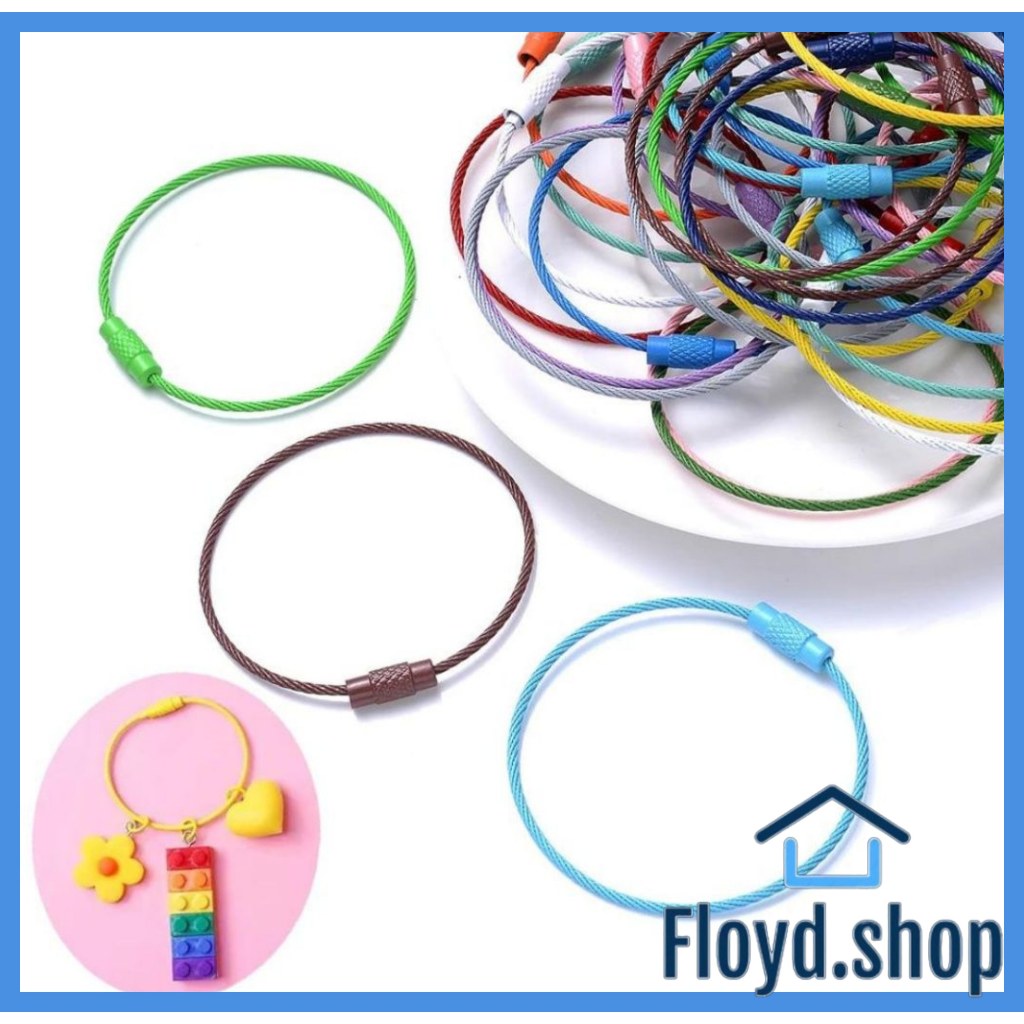 1pcs Colorful Stainless Steel Wire Keychain Cables Key Ring Loop ...