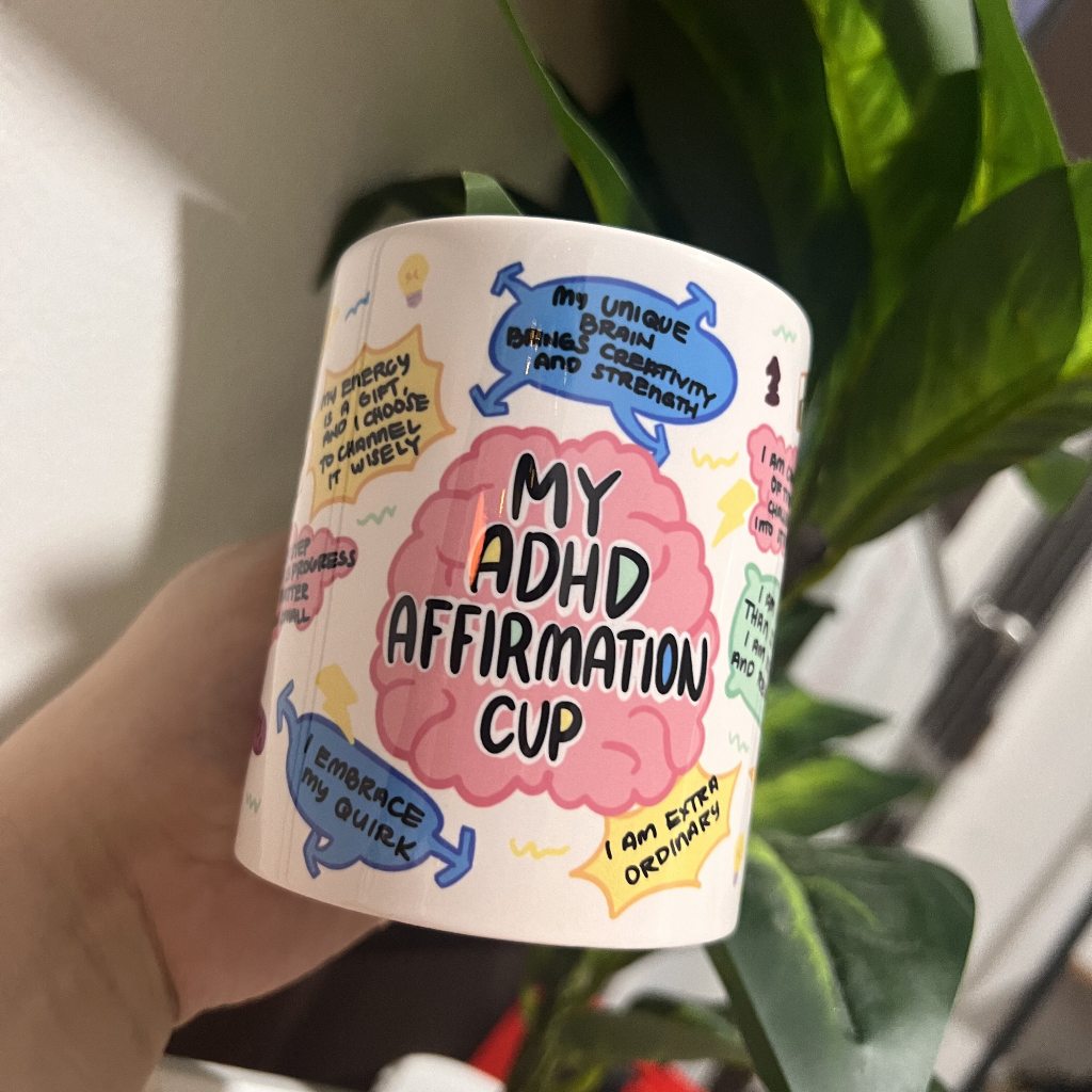 My ADHD Affirmation Cup White Glossy Mug | Aesthetic Awareness Self ...