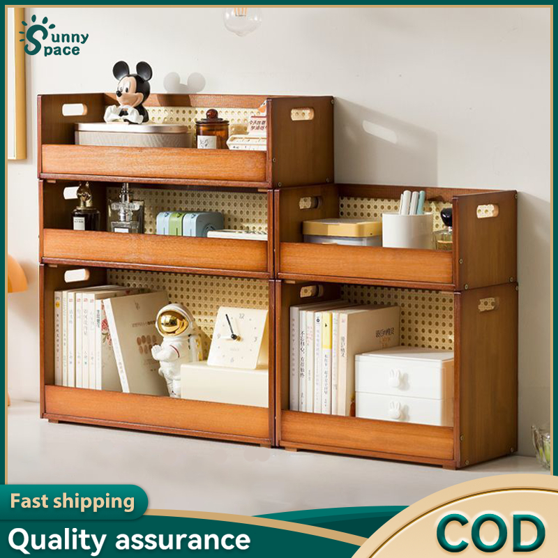 Stackable Rattan Bamboo Table Shelf Kitchen Layered Rack Spice Storage ...