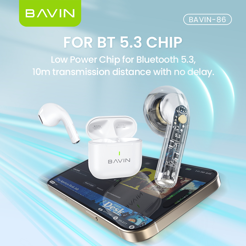 BAVIN BA86 Wireless Bluetooth Earbuds w/ Hi-Fi Sound & Smart Touch ...