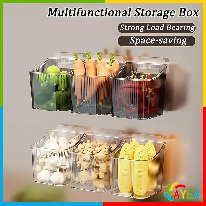 Kitchen Storage Box Wall Mounted Self-Adhesive Transparent Ginger ...