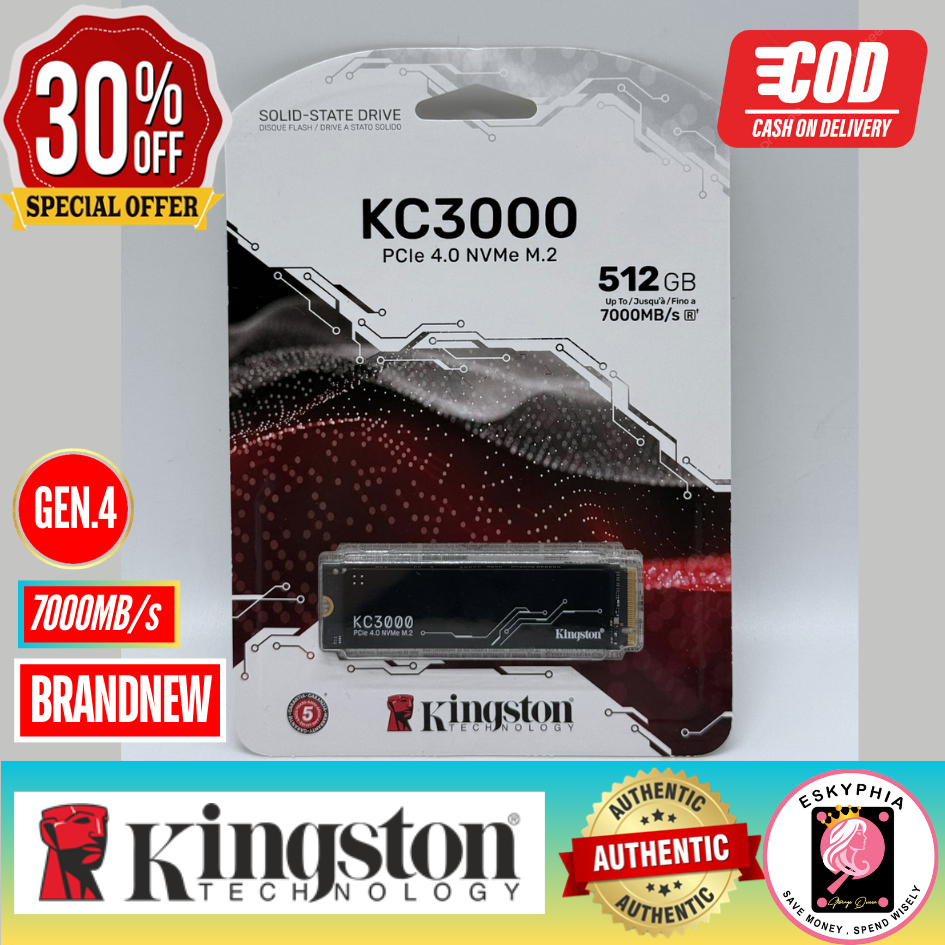 Kingston KC3000 512GB PCIe 4.0 NVMe M.2 7000MBs Internal SSD Solid ...