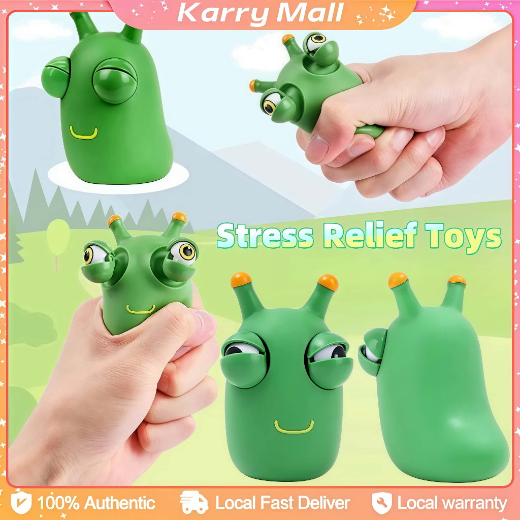 Funny Eyeball Popping Squeeze Toy Grass Worm Pinch Squishy Fidget Toy ...
