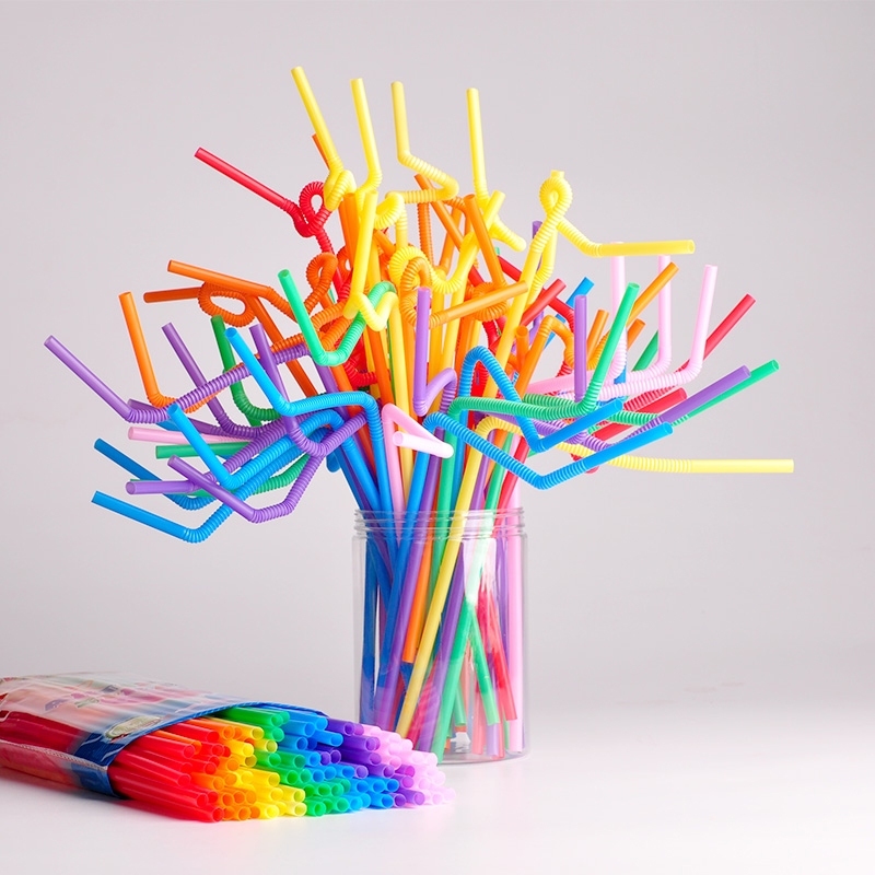 50/100Pcs 27cm Artistic Bending Party Straw Disposable straw plastic ...