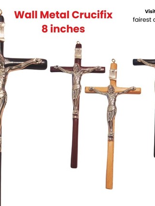 Wooden Wall Hanging Metal Crucifix 8 inches Catholic Cross | Shopee ...