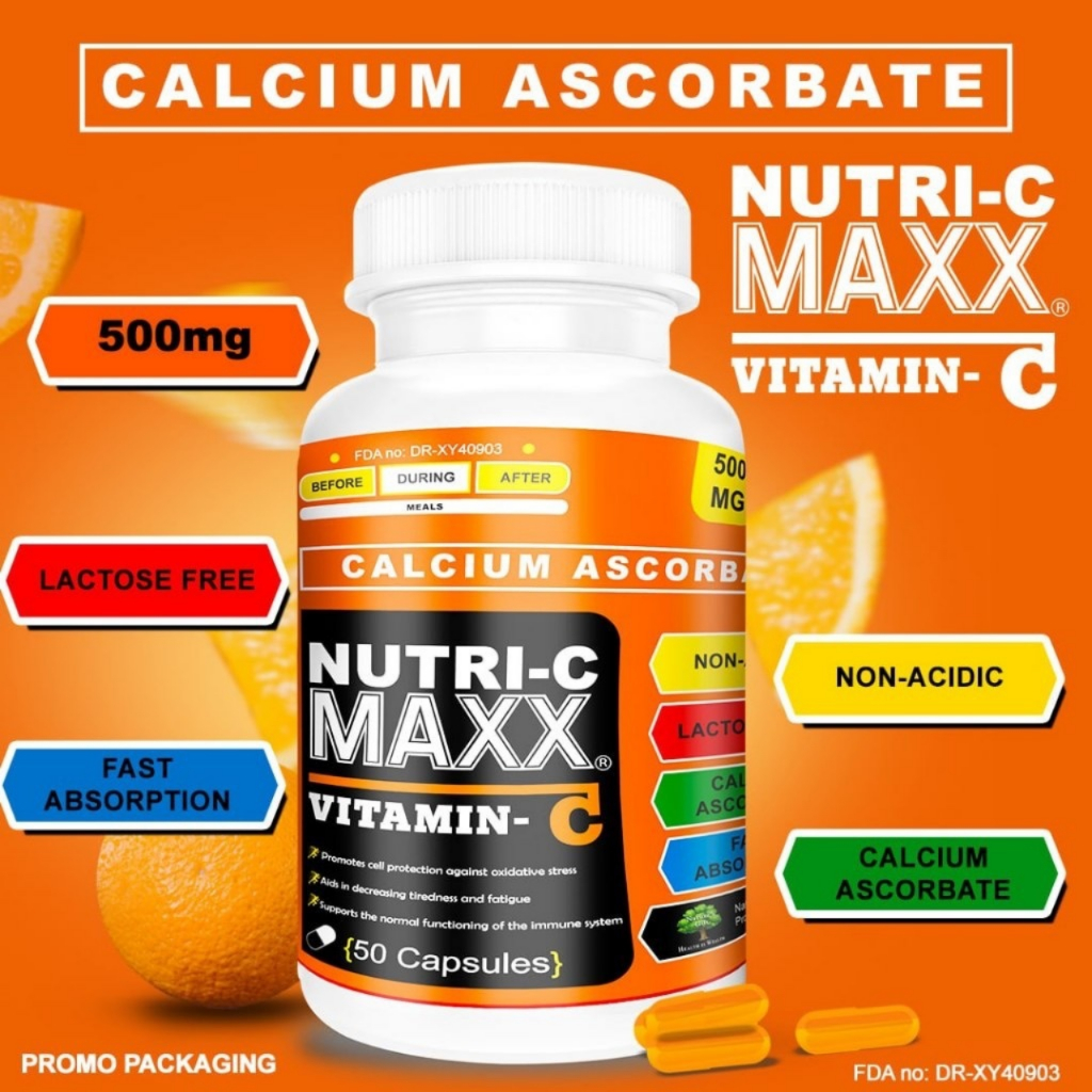 Nutri-C Maxx Official Calcium Ascorbate Vitamin C 50 capsules 500mg ...