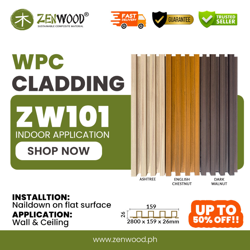 Zenwood ZW101 WPC 10PCS PER BOX 3in1 26mm Fluted Wall Cladding Bedroom ...