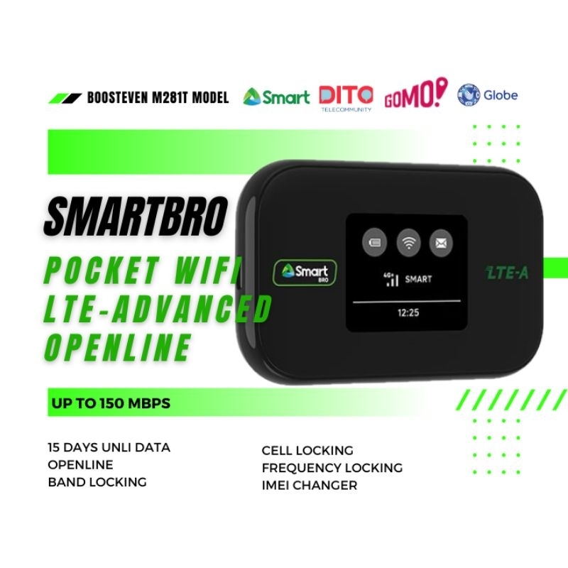 SmartBro Pocket Wifi Openline Cat 6 M281T with Bandlocking Celllocking ...
