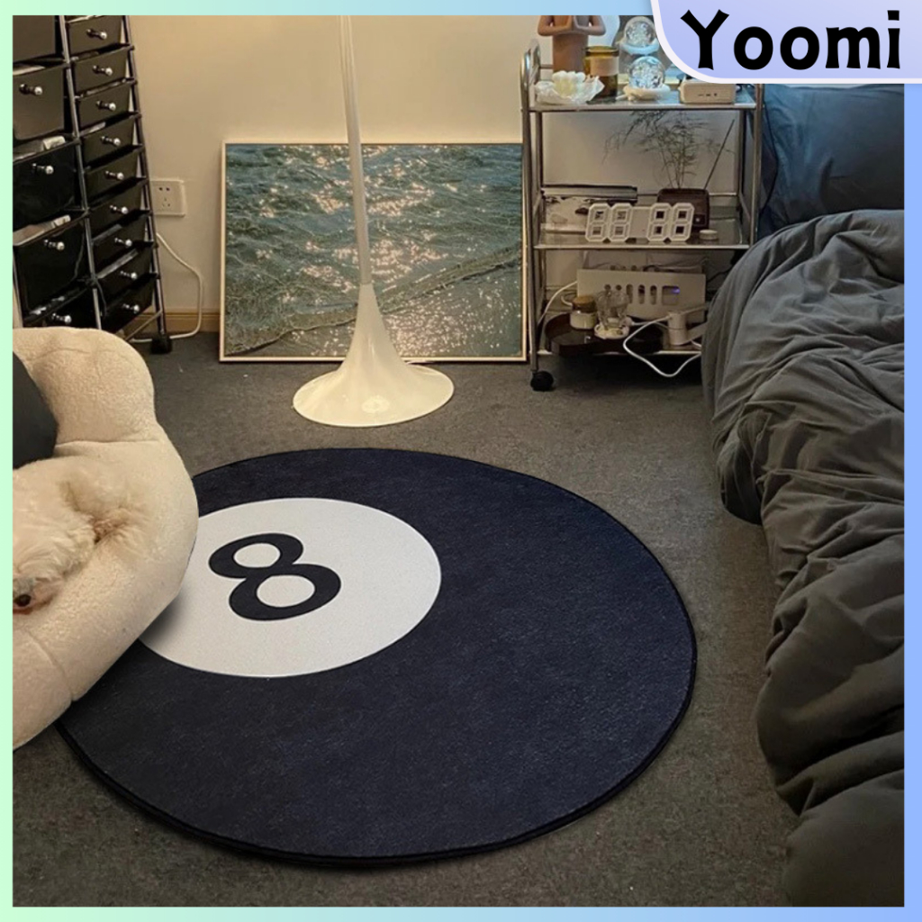 8 Ball Rug Black Anti-slip Soft Carpet Skin Friendly Carpet Round Rug ...
